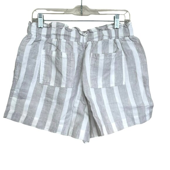 Revolve Hello Nite Linen Striped Paperbag Shorts Gray White Sz Small NWT - Picture 2 of 4